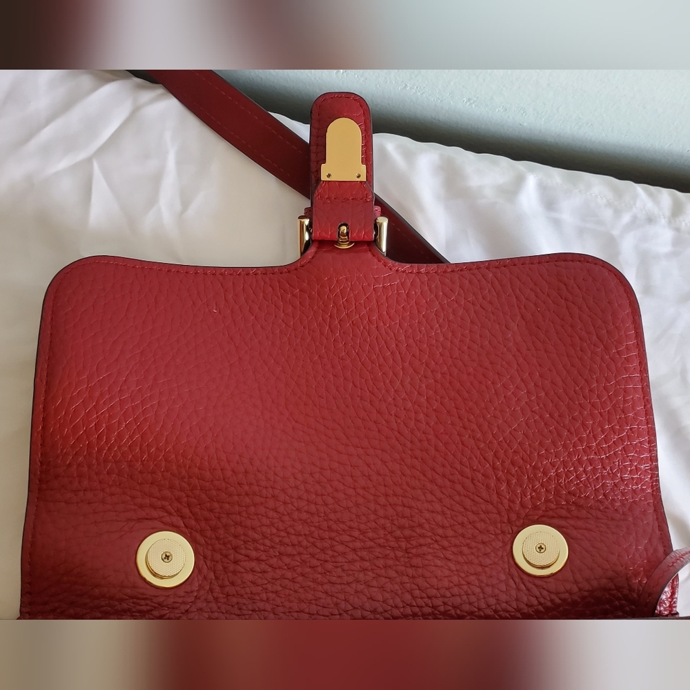 Michael Kors Cooper Large Leather Satchel Messenger Bag in Cherry Red - Picture 6 of 16